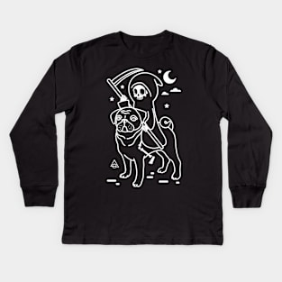 Death rides a pug Kids Long Sleeve T-Shirt